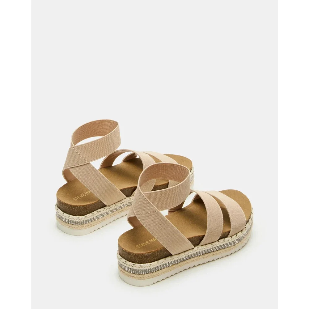 Steve Madden Charisa Sandals Kids 4 M Natural Open Toe Platform Strappy ZOGG3471